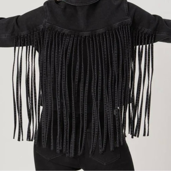NWT MAVI Fringe Black Denim Jacket - Picture 3 of 10
